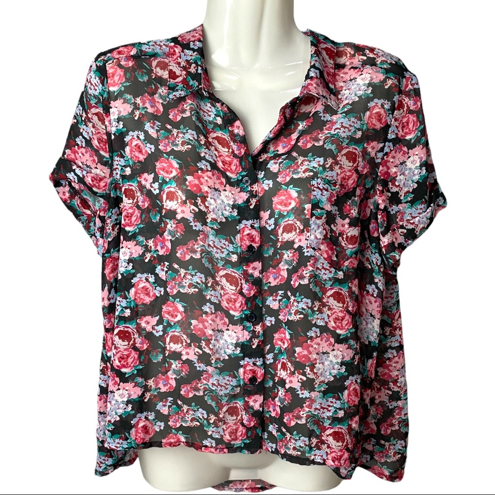 Band of Gypsies | Sheer Floral Button Up | Size Large